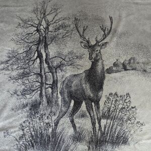San Marcos Deer Buck Stag Black White Blanket 76x92 Reversible Vintage Mancave